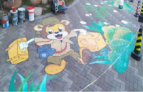 旺苍夏季画地面彩绘会遇到的问题