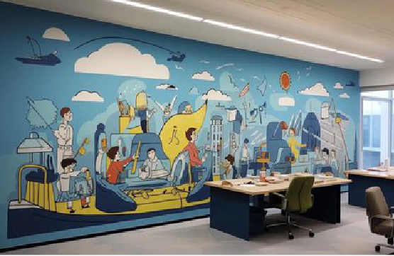 旺苍办公室墙绘的特点。