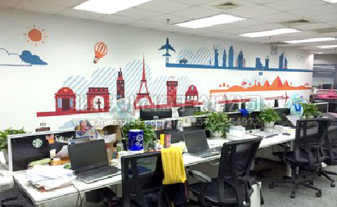 旺苍教你设计办公室墙绘的方法。